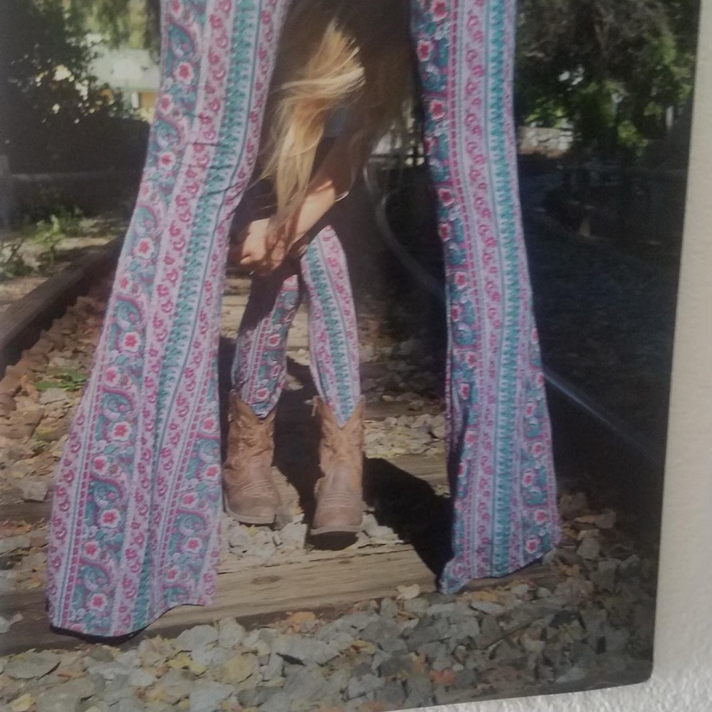 Floral Patterned Bell Bottom Pants